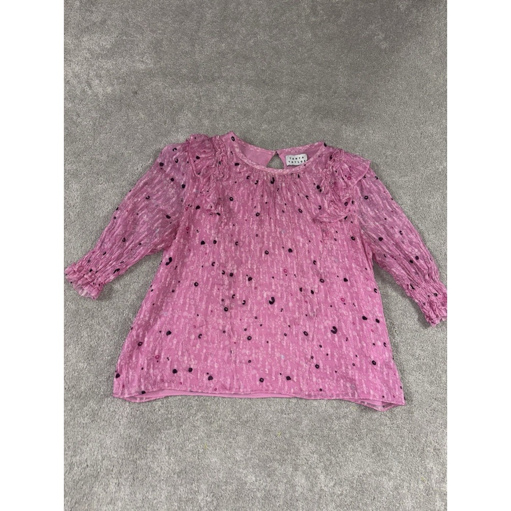 tanya taylor silk blouse pink size‎ 2 peasant